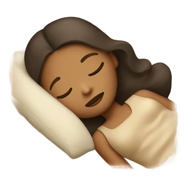 A girl sleeping in a beige bed close-up sticker