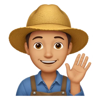 combination of these 👨‍🌾😄 with 🤔 gesture; a and under his face and thinking sticker