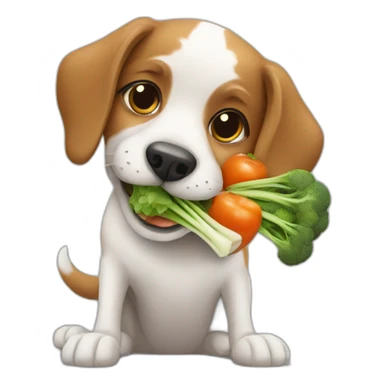 Dog eating vegetables sticker