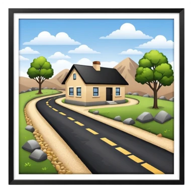 small road with home sticker