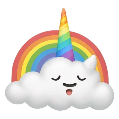 A cloud, rainbow, and unicorn above the human head. sticker