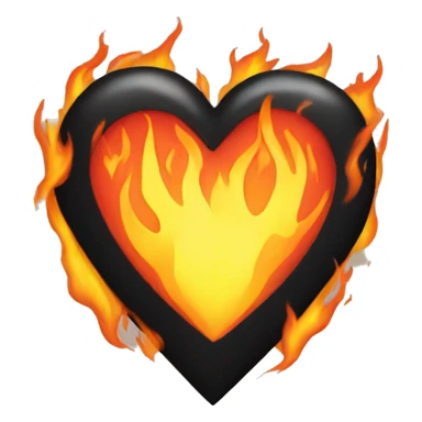 Black heart with fire surrounding  sticker