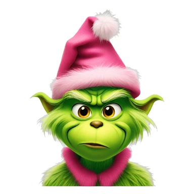 Grinch with pink hat sticker