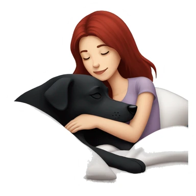 Dark red hair girl sleep with her maltese black dog sticker