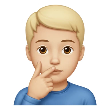 straight face with hand with thumb sticking left right under chin emoji sticker