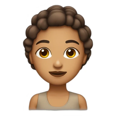 Chica morocha con ojos grandes marrones y cabello liso castaño oscuro  sticker