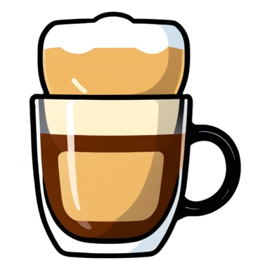 Small 4.5 ounce Gibraltar glass with cortado espresso drink, smooth gradient from light brown on top to darker at bottom, no white froth, just smooth milk and espresso integration sticker