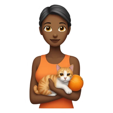 Woman holding a orange cat sticker