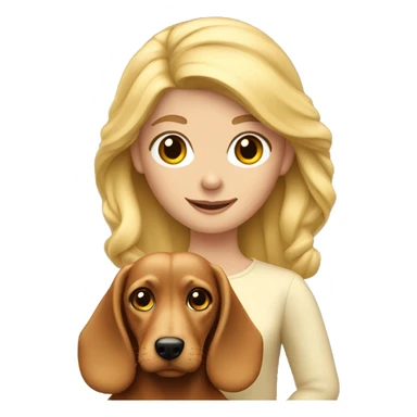 Blonde girl long hair with wire haired wiener dog on arms  sticker