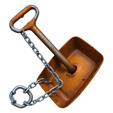 a shovel breaking a chain, simple and clear sticker