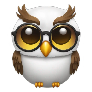 Circle shape head owl anime style wearing sun glasses and smiling sticker