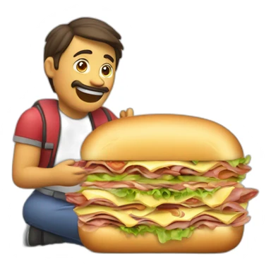 Un calvo comiendo un súper sandwich sticker