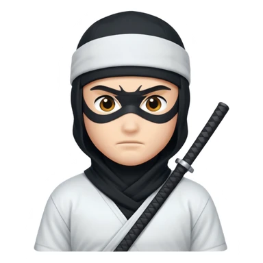 A ninja wearing a white Nike shirt, a black Nike cap, sticker