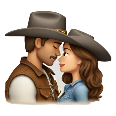 Cowboy with brown hair kissing cowgirl with brown hair sticker