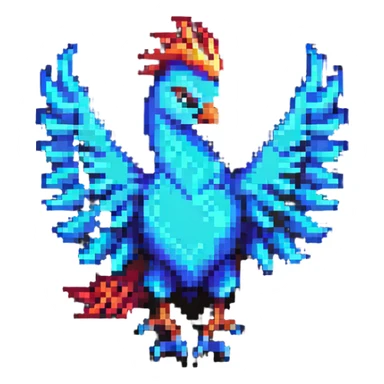 cool phoenix, pixel art style sticker