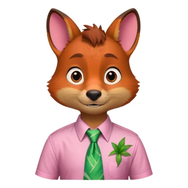 Nick Wilde with a pink Hawaii shirt and green hawaii tie from the Zootopia Disney movie sticker