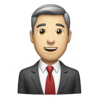 a business man with a hand in the ear sticker