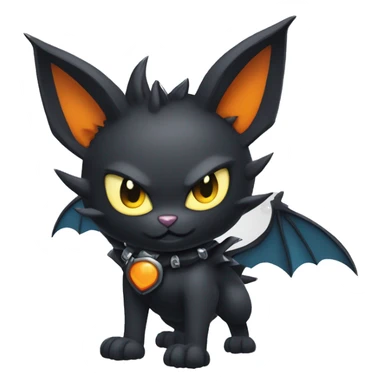 Black Cool Edgy Punk-Gothic Horned Bawinged Litten-Bat-cat-Fakemon with bat-ears full sticker