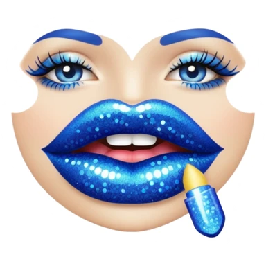 blue glitter lips sticker