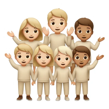 Chaos with children in beige and white clothes  sticker