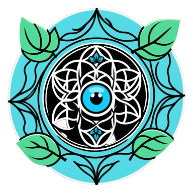 Boho style Flower of life surrounded by vines that have mystical eyes in the leaves sticker