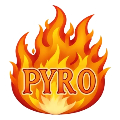 Can you make a banner that says PYRO in gothic letters, the letters should also be on fire  sticker
