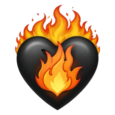 Black heart in flames sticker