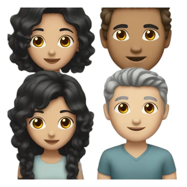 Indonesian girl with long black hair and white man with short brown curly hair sticker