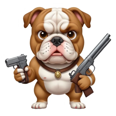Bulldog with a gun sticker