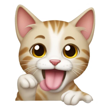 cute cat licking its paws sticker