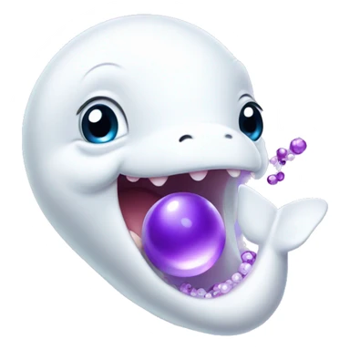 baby beluga biting a purple pearl sticker