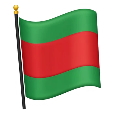 A flag with red on the top black in the middle and green on the bottom sticker