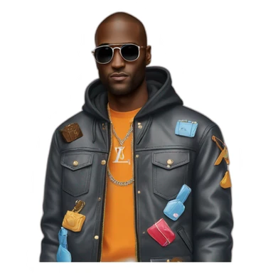 Virgil Abloh with louis Vuitton jacket sticker