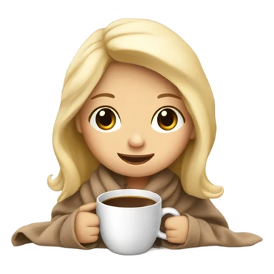 Cute little blonde girl coffee and blanket sticker