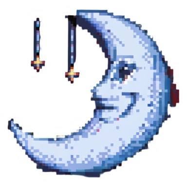 first quarter moon with a smiling face, simple, expressive sticker