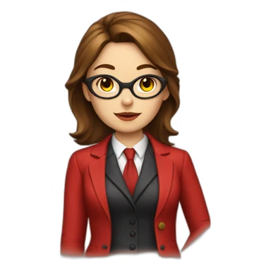 cat girl lawyer in red suit and brown hair sticker