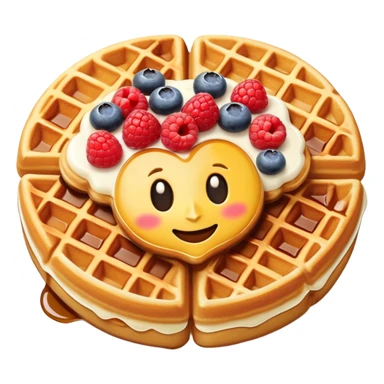 Belgian waffle with toppings in emoji style sticker