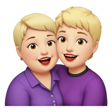 Chubby ugly lesbian kissing tall butch lesbian with huge teeth and short hair sticker