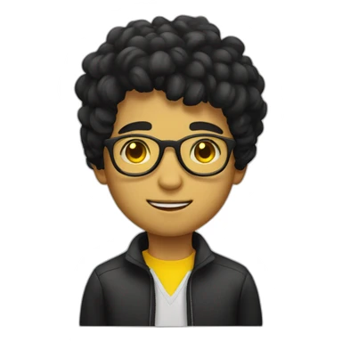 boy with yellow tinted glasses and black hair  sticker