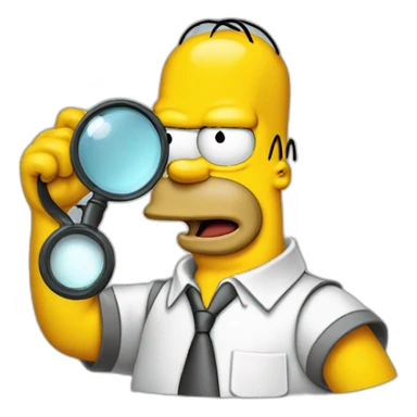 homer simpson in a detective outfit with a magnifying glass sticker