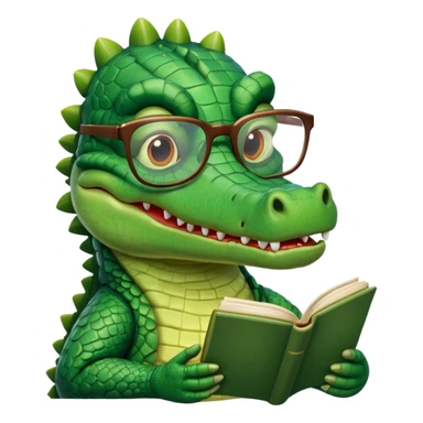 kitap okuyan timsah sticker