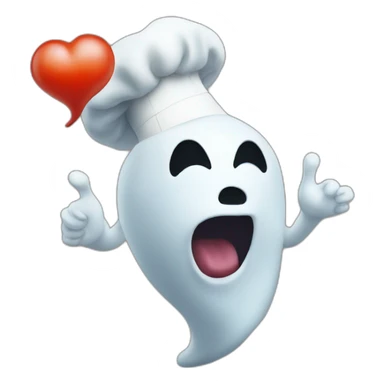 ghost wearing chef hat and blowing kiss sticker
