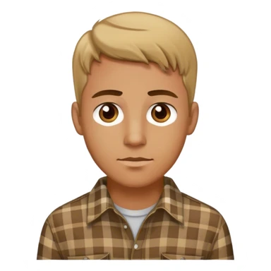 Short hair Dark blond man with hazel eyes in a plaid shirt half body sticker