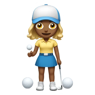 Jill from Jack and Jill with 4 golf balls and a bent putter around her head sticker