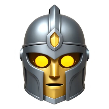 Clash of Clans aesthetic: Cinematic heroic Steel full face Helm Emoji, rendered in a 3D vector-style similar to standard emojis with minimal shading and bold, simplified shapes. A compact, isometric helmet crafted of shining steel with intricate engravings and a protective visor, softly glowing with a noble warrior charm. Simplified yet unmistakably iconic, highly detailed and consistent, glowing with a soft radiant gleam and high polish. Stylized with a touch of chivalric tradition and a soft glowing outline, capturing the essence of a stalwart battle helm with a friendly, playful manner! sticker