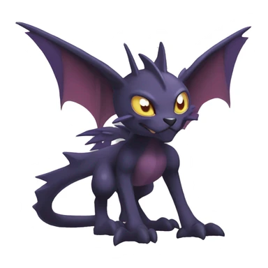 Black edgy Noivern-Noibat-cat-Fakemon full-body sticker