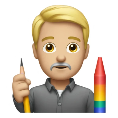 White man Mansplaining using crayons sticker