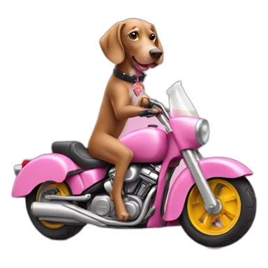 pink weimaraner drinking a beer while riding a motorcycle sticker