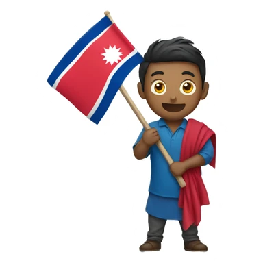 Man holding nepal flag  sticker