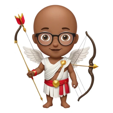 Bald black man with glasses as Cupid sticker